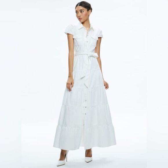 NEW Alice + Olivia MIRANDA MAXI DENIM DRESS in white - Picture 7 of 10
